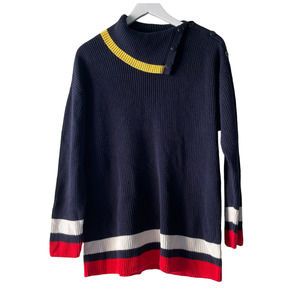 Talbots Navy Sweater with Yellow and Red Accents